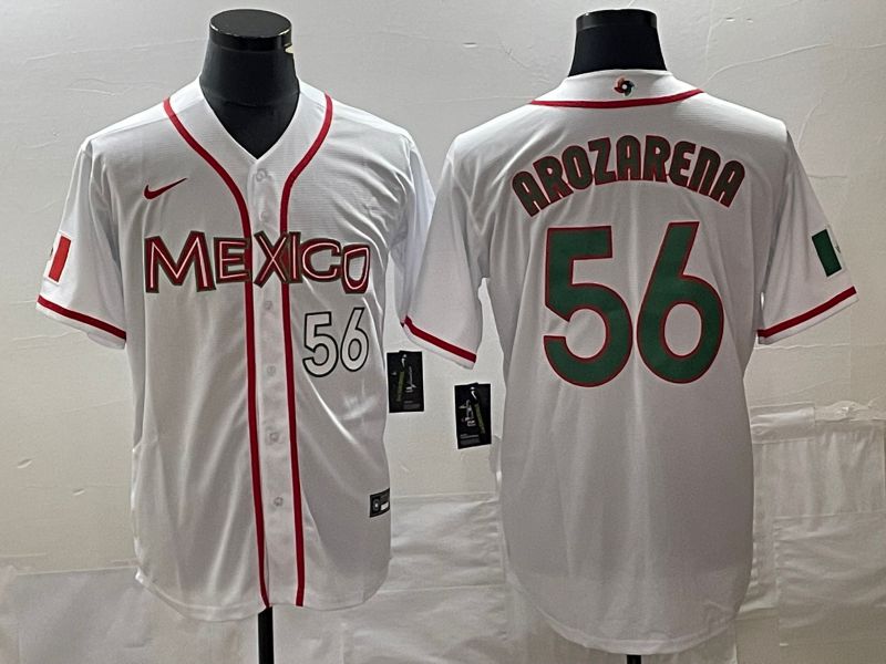 Men 2023 World Cub Mexico 56 Arozarena White green Nike MLB Jersey 4